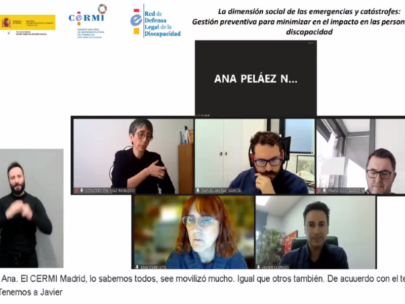 Jornada 'La dimensión social de las emergencias y catástrofes: Gestión preventiva para minimizar en el impacto en las personas con discapacidad', organizada por CERMI Estatal