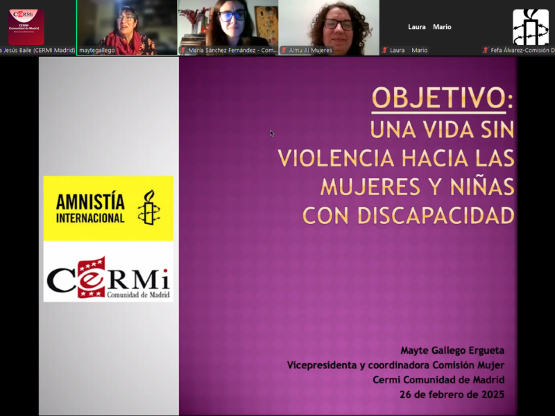 Mesa Redonda organizada por el equipo de discapacidad de Amnistía Internacional Madrid, bajo el título “Los desafíos de las mujeres con discapacidad”