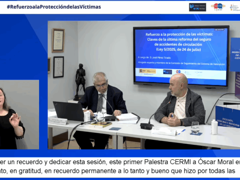 Conferencia virtual ´'Refuerzo a la protección de las víctimas: Claves de la última reforma del seguro de accidentes de circulación (Ley 5/2025, de 24 de julio)', organizada por CERMI Estatal