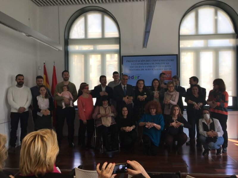 Presentación del Convenio entre la Consejería Políticas Sociales y Familia de la Comunidad de Madrid y FEDER Madrid