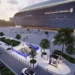 Imagen recreada de la estación de Metro Santiago Bernabéu, tras la remodelación