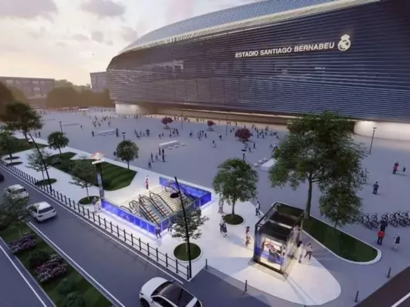 Imagen recreada de la estación de Metro Santiago Bernabéu, tras la remodelación