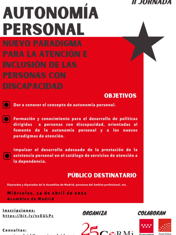 Programa II Jornada CERMI Comunidad de Madrid «Autonomía Personal. Nuevo paradigma para la atención e inclusión de las personas con discapacidad»