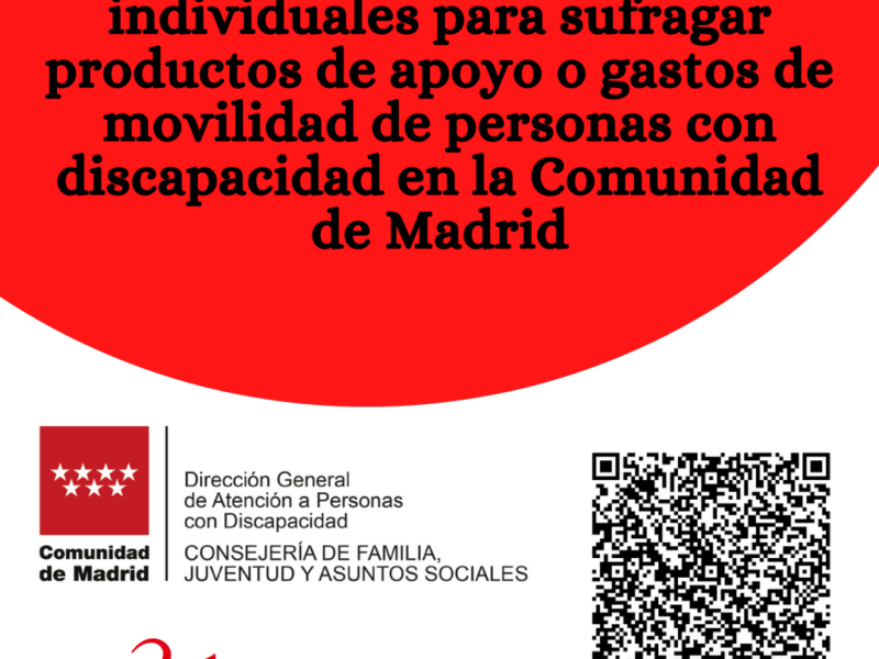 Convocadas ayudas individuales para sufragar productos de apoyo o gastos de movilidad de personas con discapacidad en la Comunidad de Madrid