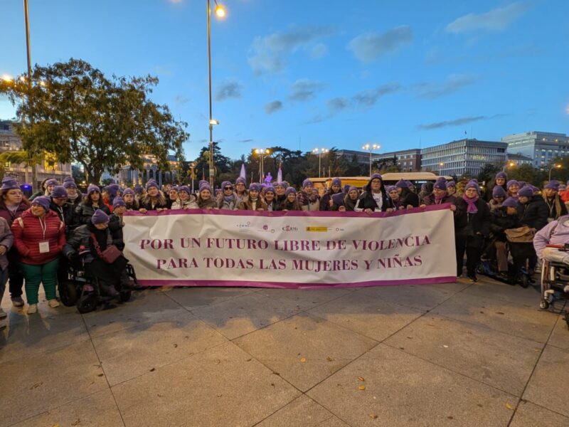 Mujeres y niñas con discapacidad, participantes del ‘VII Foro Social de Mujeres y Niñas con Discapacidad’ en la manifestación