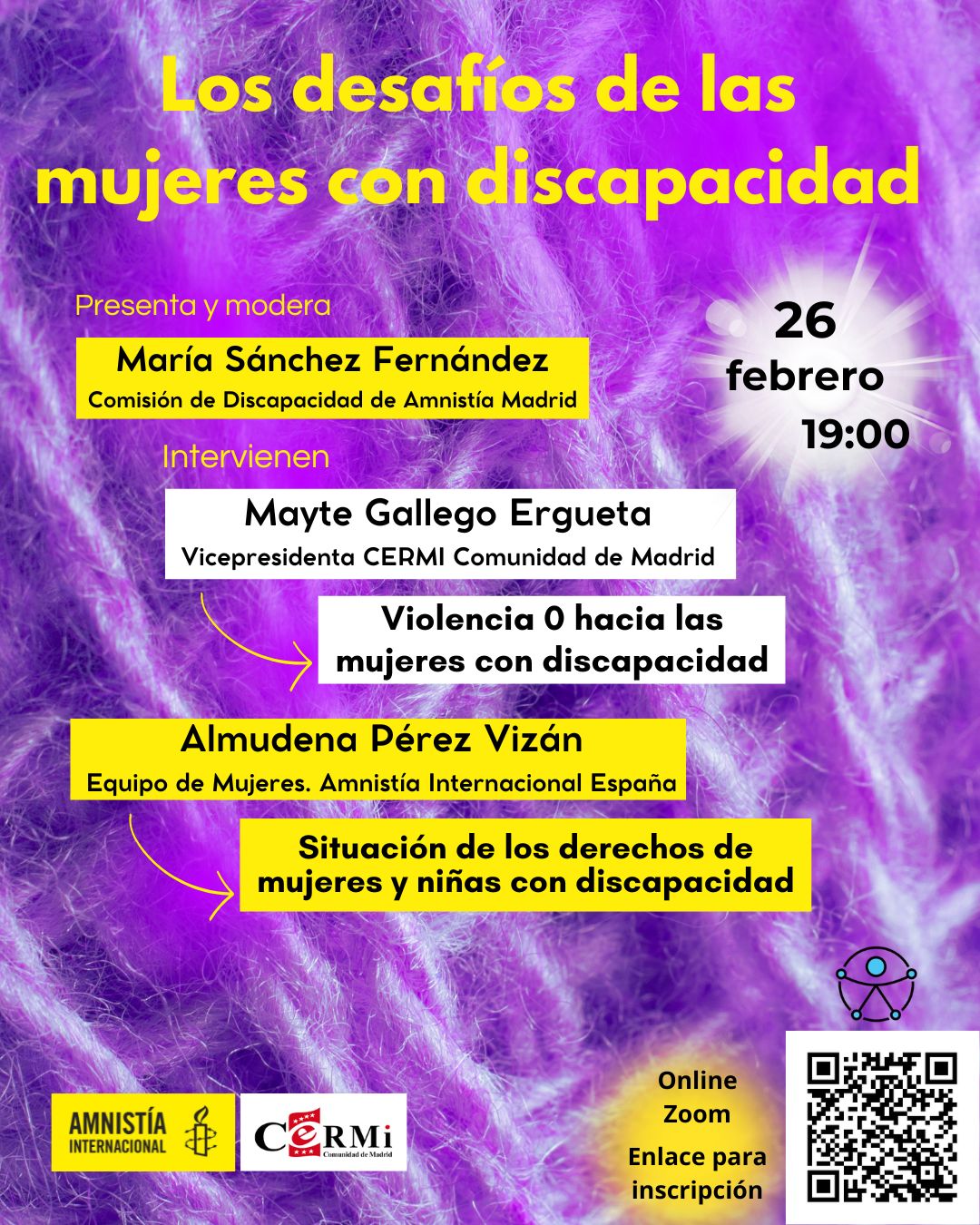 CERMI Comunidad de Madrid participa en una jornada de Amnistía Internacional Madrid sobre los desafíos de las mujeres con discapacidad