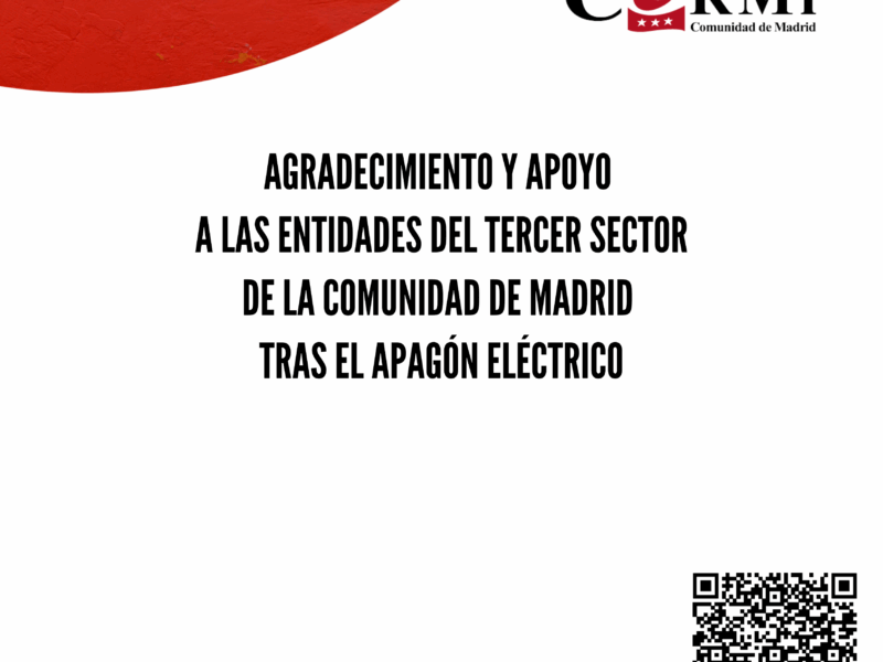 gradecimiento y Apoyo a las Entidades del Tercer Sector de LA COMUNIDAD DE Madrid tras el Apagón Eléctrico