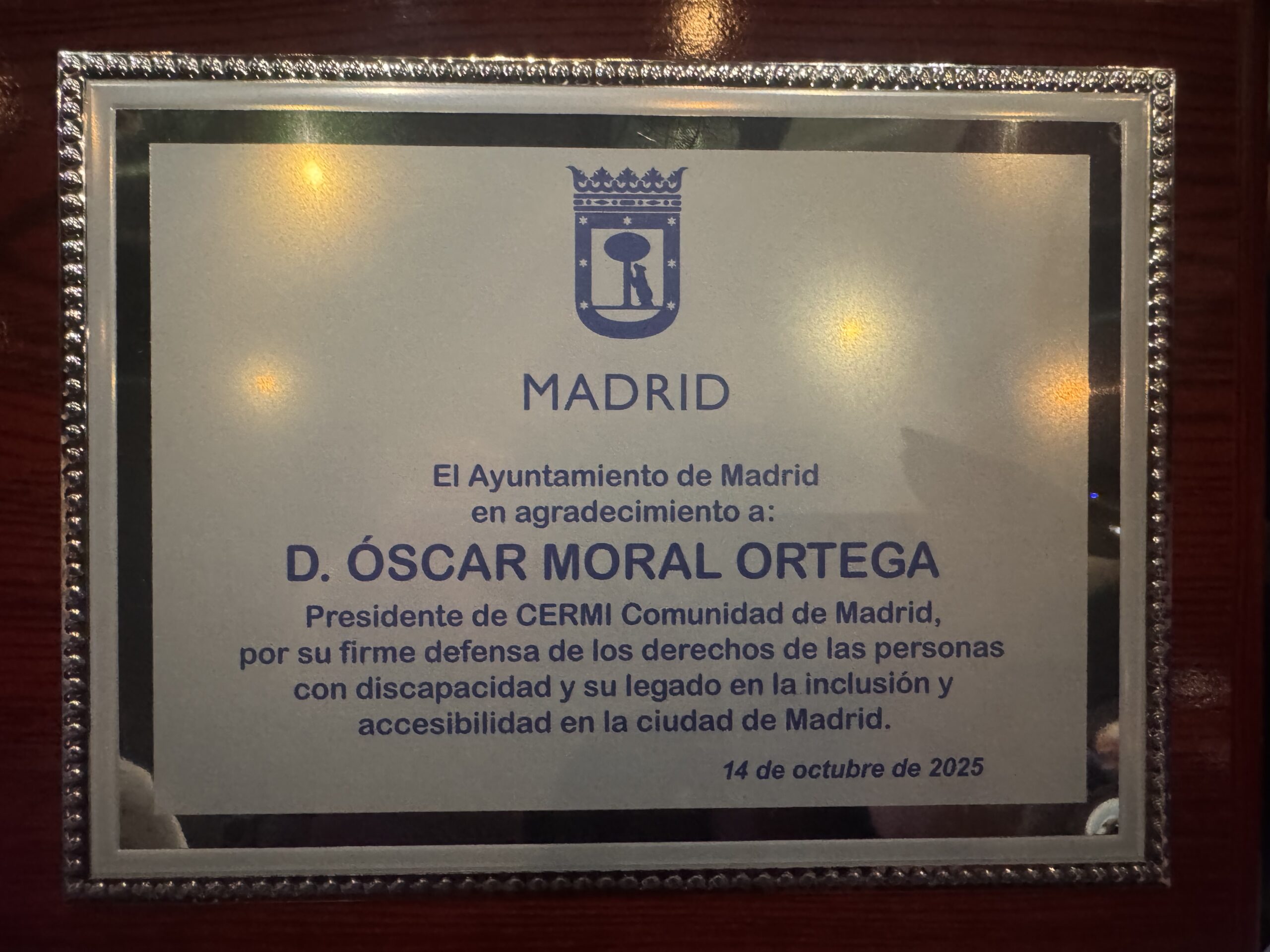 El Ayuntamiento de Madrid agradece a Óscar Moral su legado en la inclusión y accesibilidad
