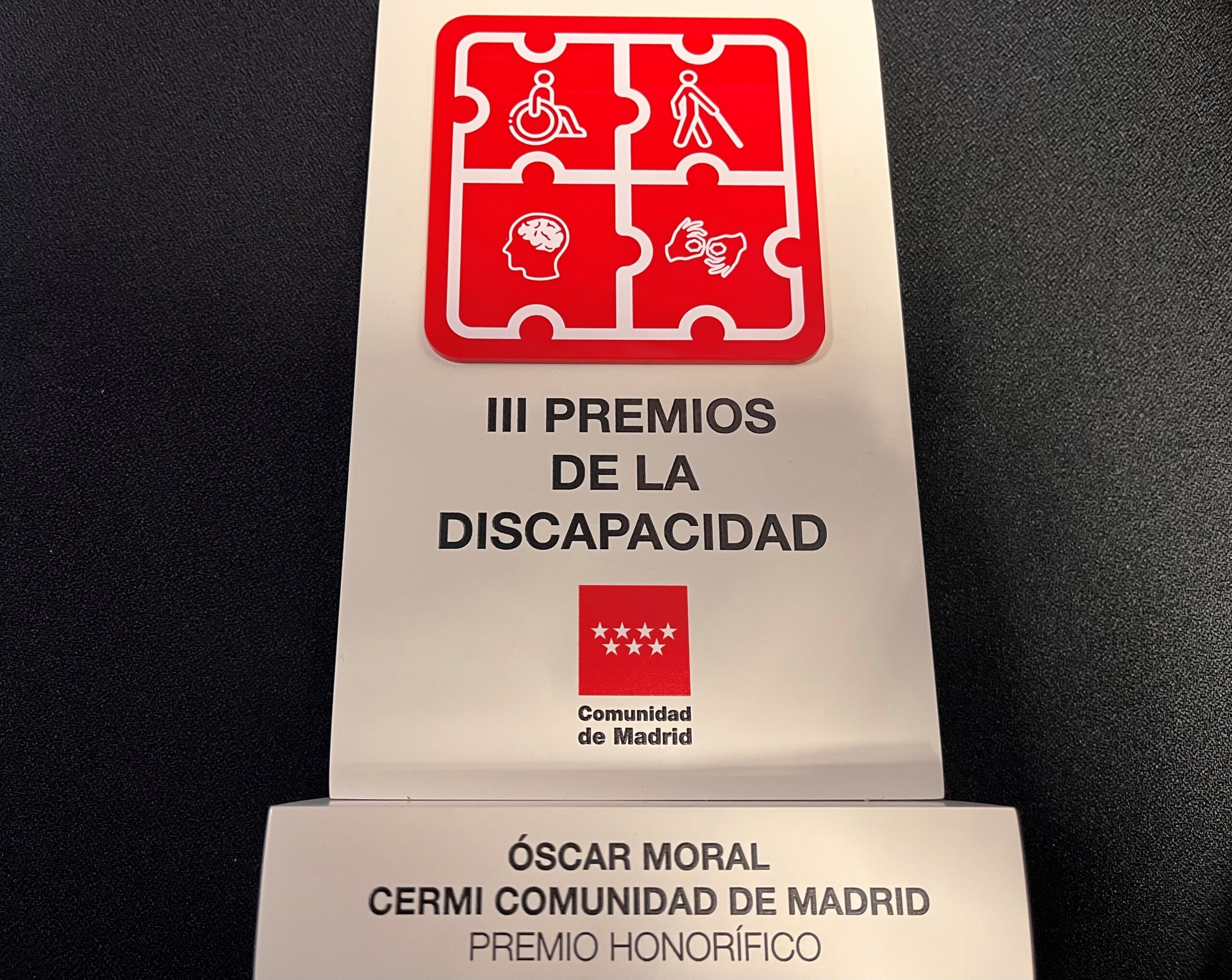 La Comunidad de Madrid reconoce a Óscar Moral con el Premio Honorífico en los III Premios de la Discapacidad