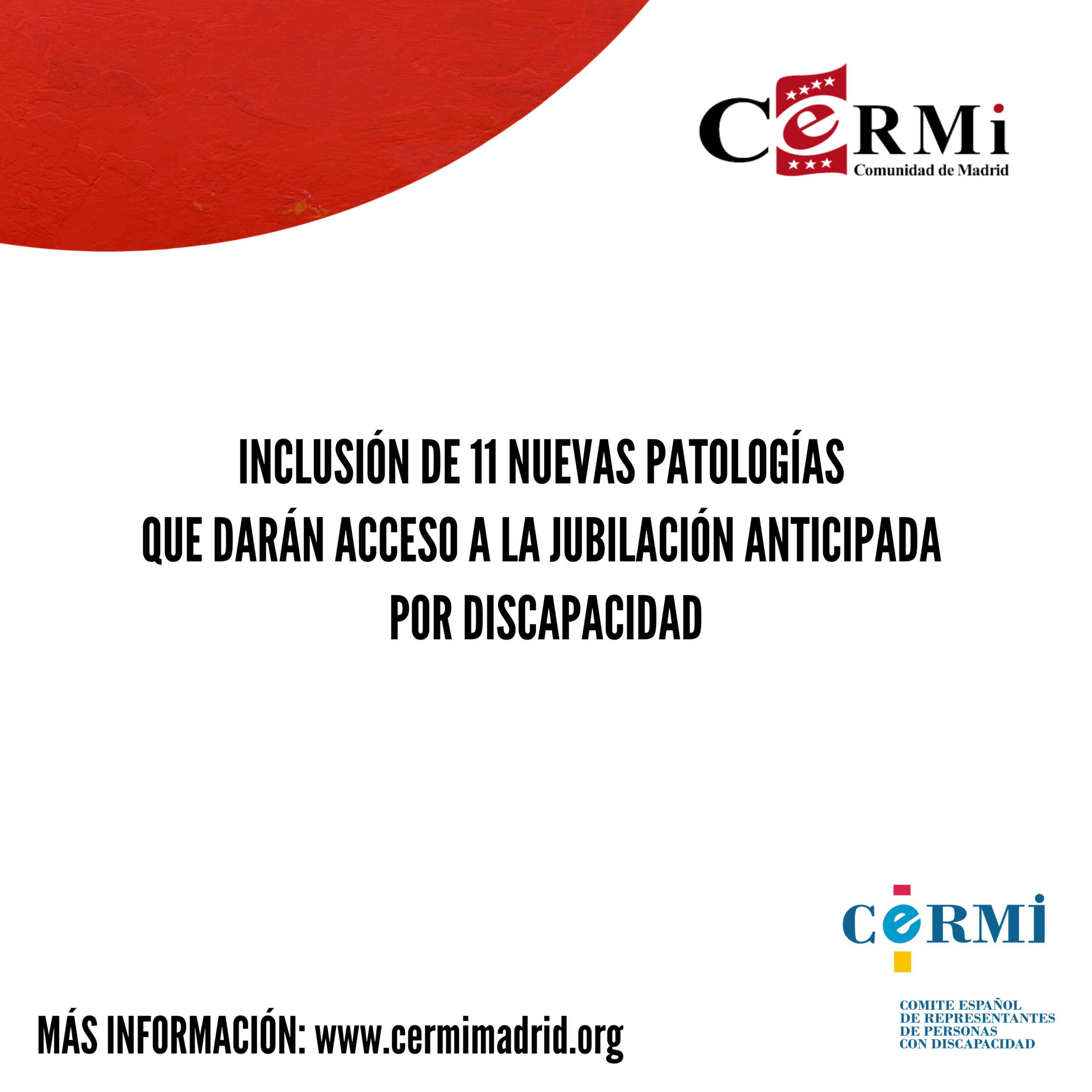 Inclusión de 11 nuevas patologías que darán acceso a la jubilación anticipada por discapacidad