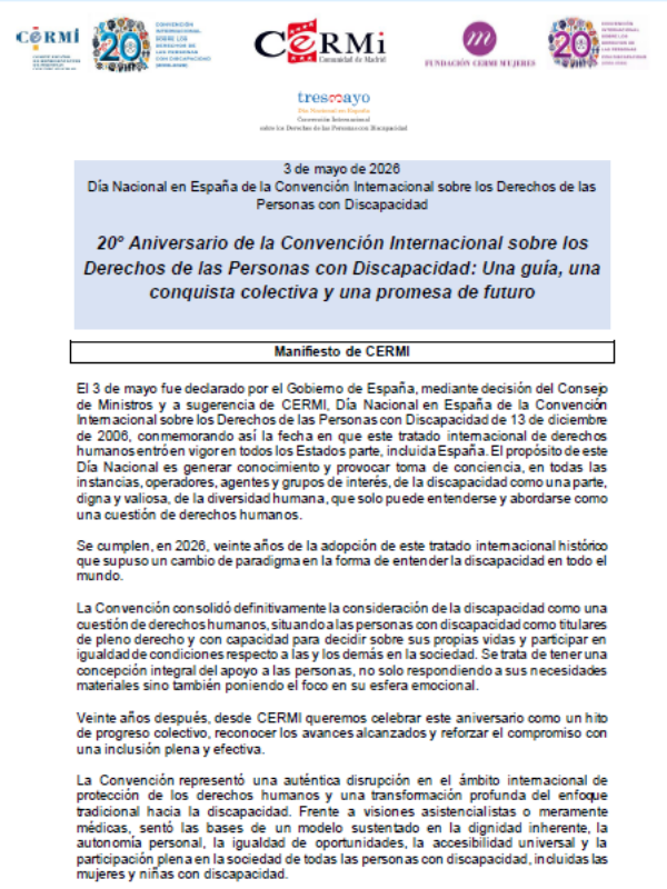 Manifiesto de CERMI, 3 de mayo de 2026