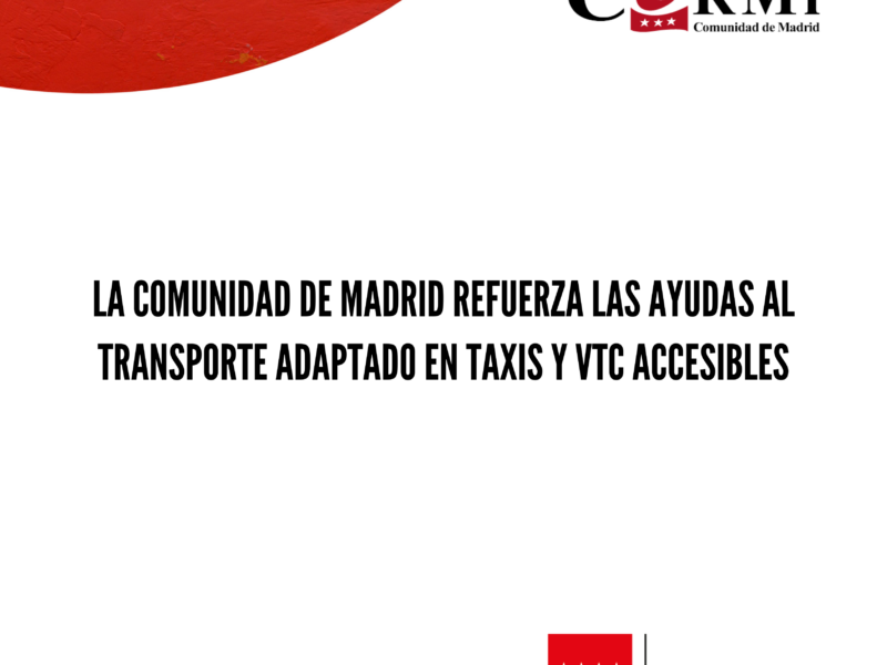 La Comunidad de Madrid refuerza las ayudas al transporte adaptado en taxis y VTC accesibles