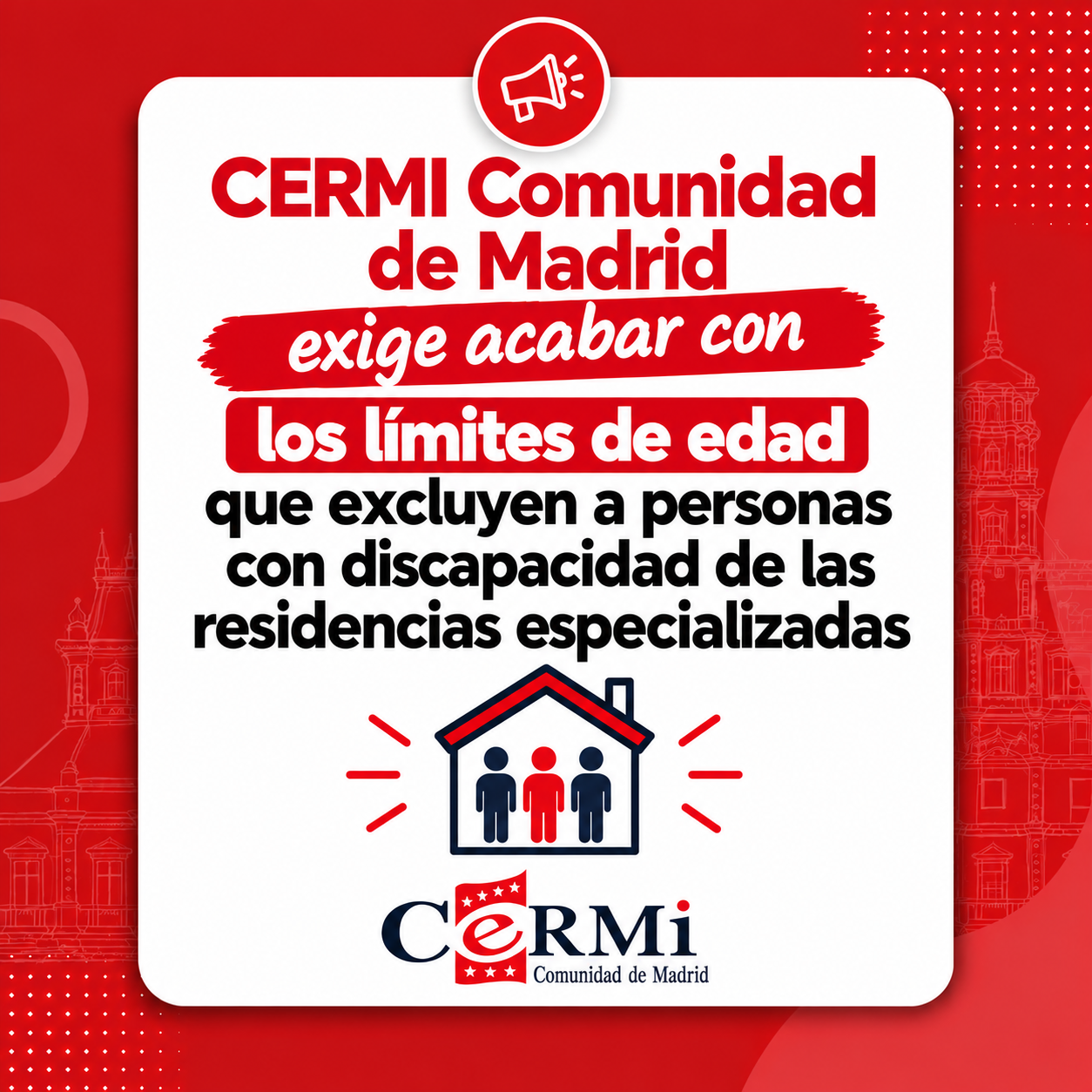 CERMI Comunidad de Madrid exige acabar con los límites de edad que excluyen a personas con discapacidad de las residencias especializadas