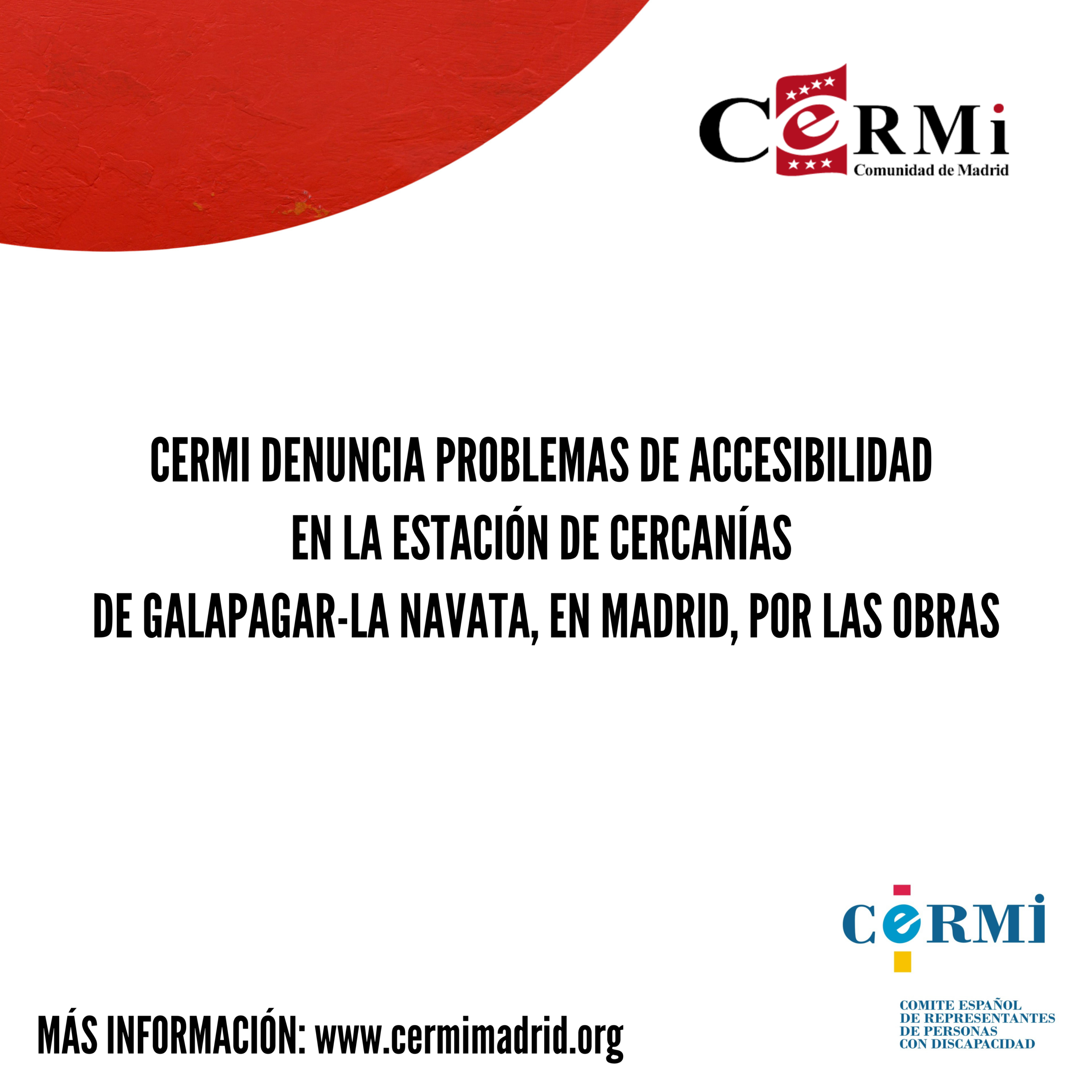 El CERMI denuncia problemas de accesibilidad en la estación de Cercanías de Galapagar-La Navata, en Madrid, por las obras